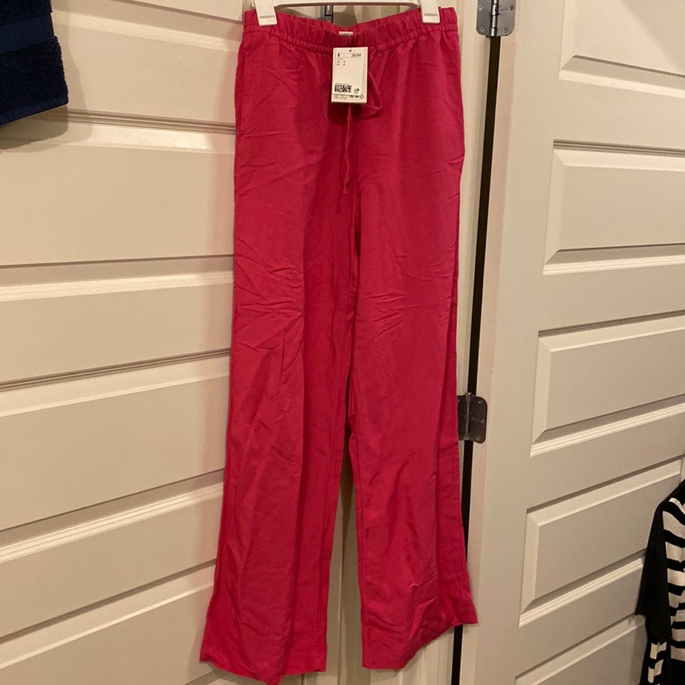 H&M Wide Leg Linen Pants- Fuscia